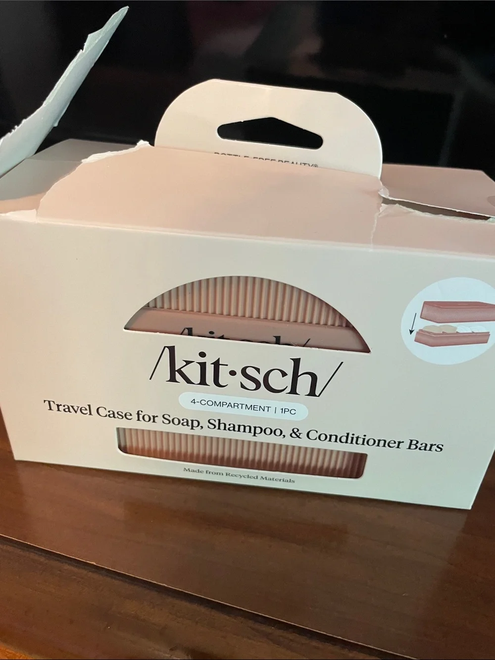 Kitsch Ribbed Accessory Box in Soft Blush
